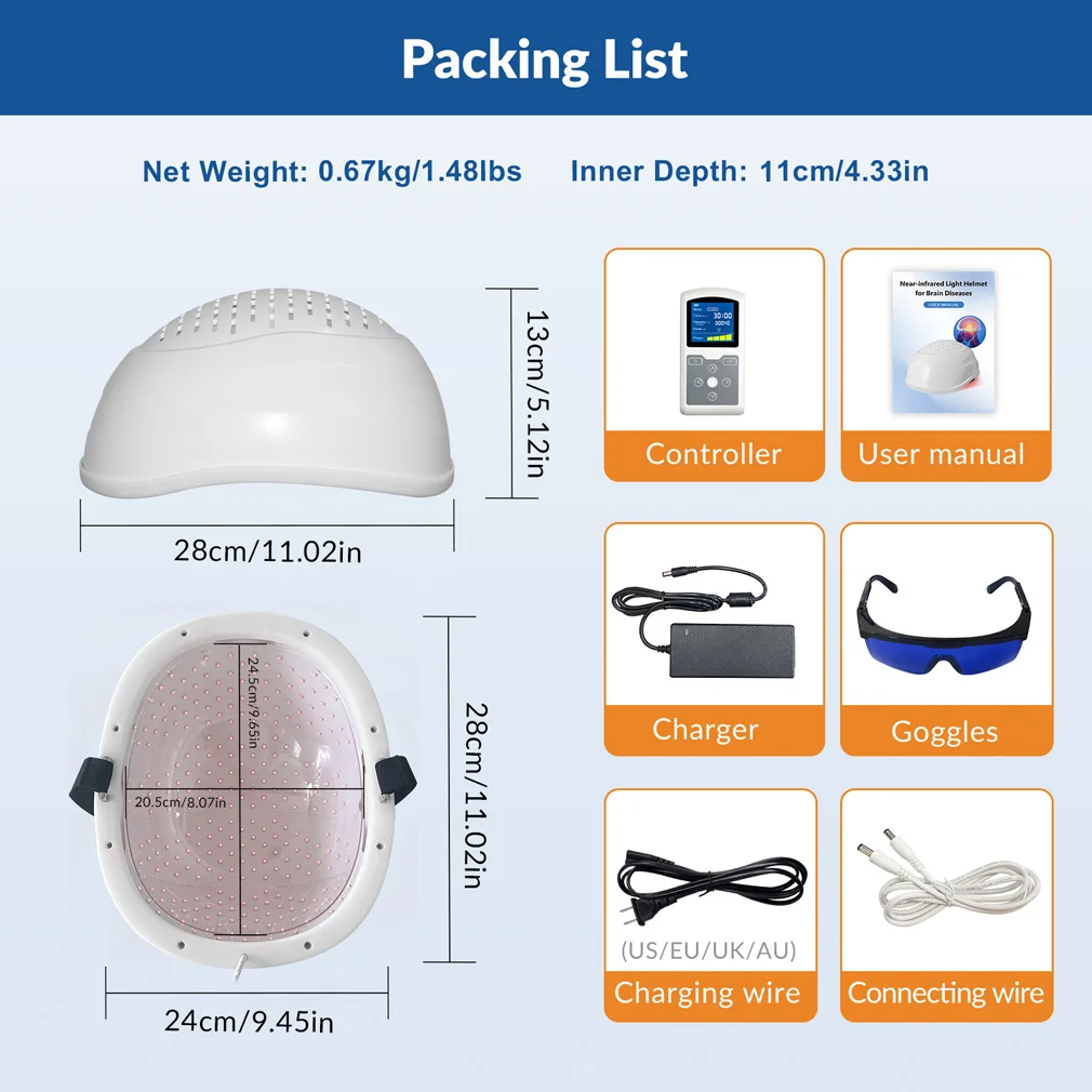 1070nm Near Infrared Light Therapy Cap Deep Tissue NIR Brain Stimulation Helmet For Parkinson Alzheimer Dementia Cognitive Function Recovery view 8
