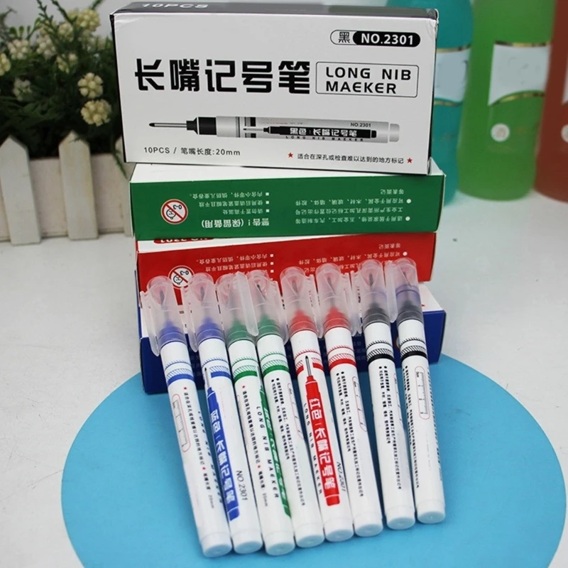 10 Chiếc Lỗ Sâu Thợ Mộc Bút Dài 20Mm Đầu Thợ Mộc Bút Đánh Dấu Gỗ Mark Dụng Cụ Đầu Dài Lỗ Sâu Bút Đánh Dấu
