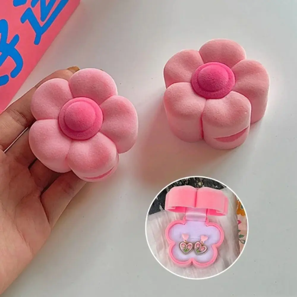 Girl Gift Girly Pink Jewelry Box Flower Cake Sweet Velvet Ring Box Cute Design Small Size Gift Box Birthday Gift