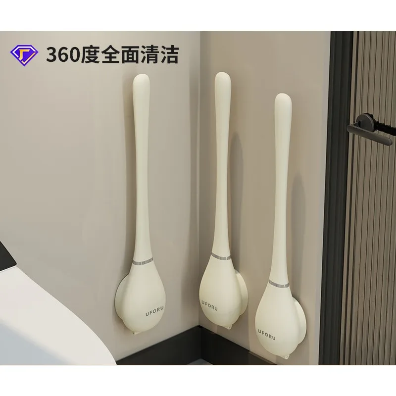 

Baseball Bat Toilet Brush No Dead Angle Household Wall-Mounted Creative Automatic Opening and Closing Long Handle Silicone