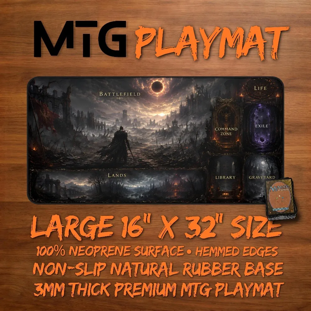 Dark Fantasy MTG Playmat Magic The Gathering Mat with Zones Large Commander EDH TCG Accessories Gaming Desk Mat Gift for Him