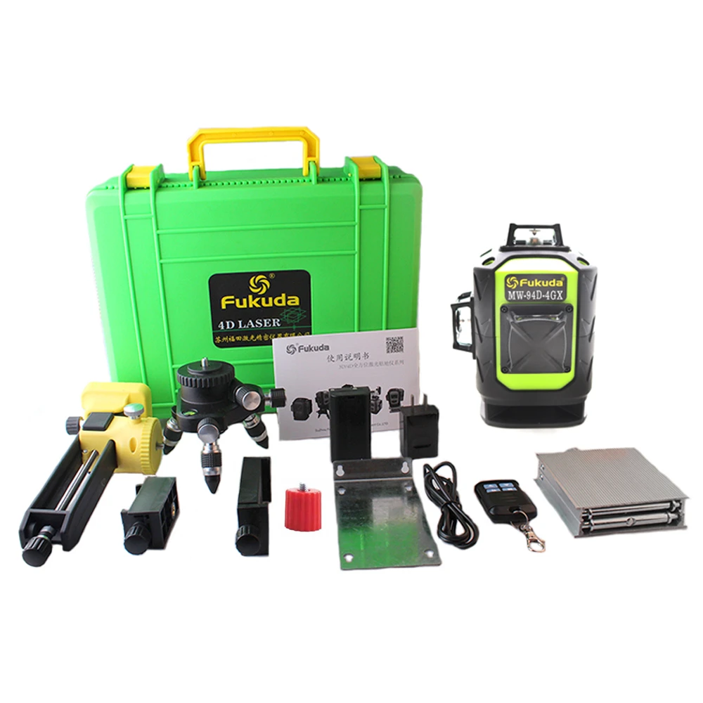 Fukuda Profissional 16 Linha 4d Laser Nível Japão Afiada Verde 515nm Feixe 360 Vertical e Horizontal Auto-nivelamento Cruz Novo