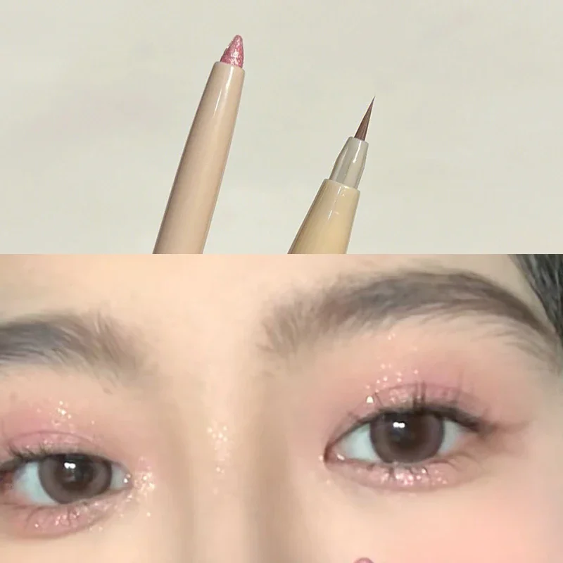 Sweet Mint Lying Silkworm Pencil Crease Brightening Double Head Brown Eyeliner Pen Waterproof Quick-drying Brighten Aegyo-sal