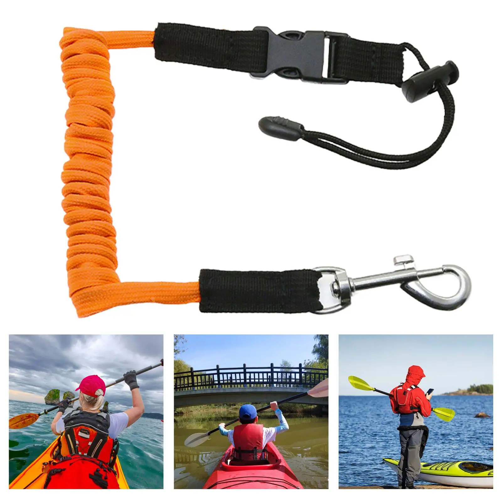 Lanière de maintien de pagaie de Kayak extensible, Clip à boucle en métal pour accessoires de bateau de canoë, planches à pagaie de Rafting