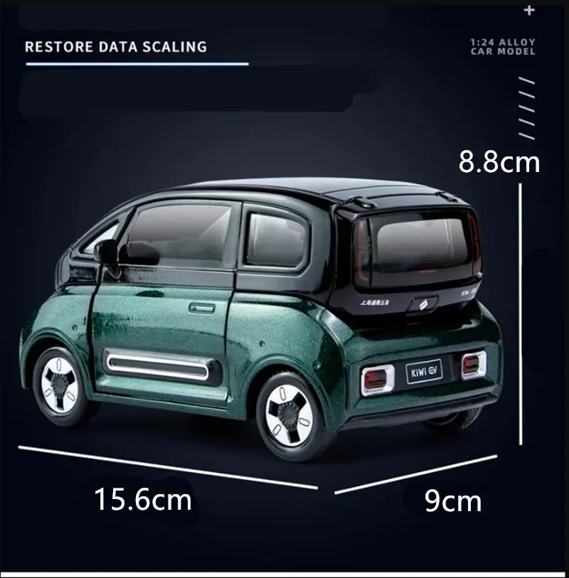 1:18 BAOJUN MINI EV Alloy New Energy Car Model Diecast Metal Toy Vehicles Car Model With Charging Pile Sound and Light Kids Gift