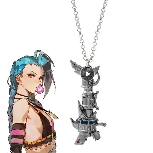 League of Legends Arcane Season 2 Same Style Jinx Necklace Fashion Cool Keychains for Men Women Backpack Pendants Christmas Gift