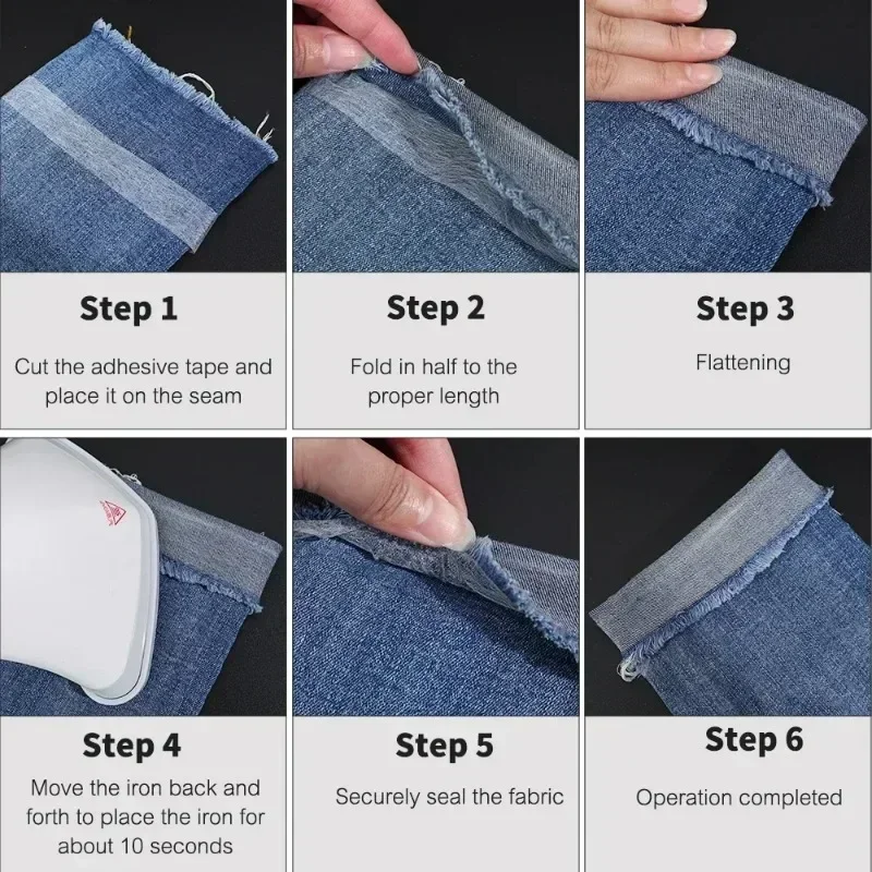 Cinta adhesiva de doble cara no tejida, dobladillo para planchar en el borde, acortar pantalones de reparación para sombreros, ropa, manualidades de costura DIY