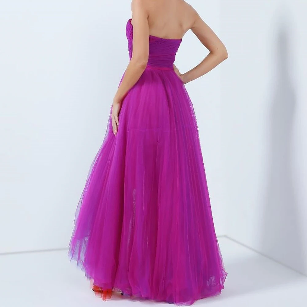 Customized Temperament Front Slit Pleats Prom Gowns Fashion A-Line Sweetheart Organza Evening Dresses فساتين سهره نسائيه فخمة