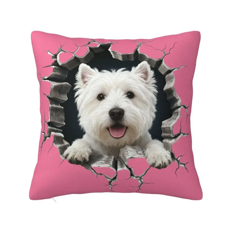 West Highland White Terrier Cushion Cover 66x66cm Polyester Westie Dog Throw Pillow Case for Car Square Pillowcase Living Room