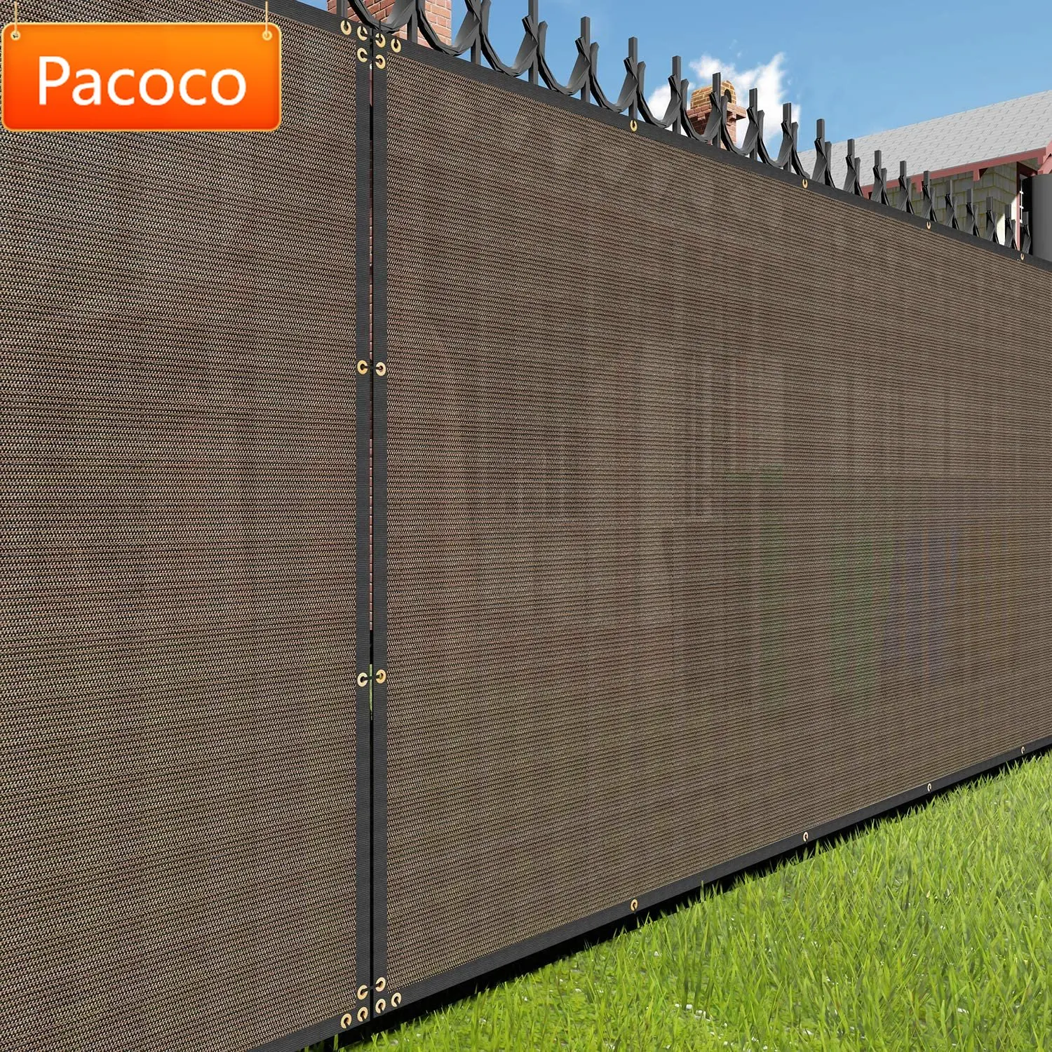 

Brown Fence Privacy Screen, Commercial Outdoor Backyard Shade Windscreen Mesh Fabric 90% Blockage 150GSM