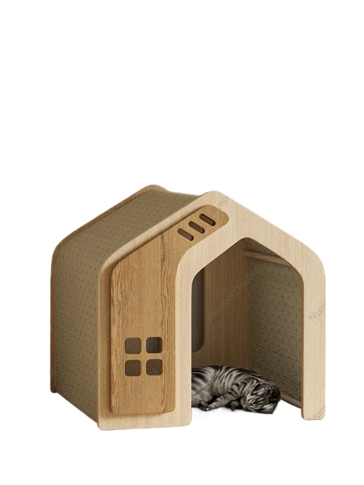 

Solid Wood Pet Cat Kennel Four Seasons Universal Teddy/Pomeranian Corgi Small and Medium-Sized Dogs Dog House House Villa Cage