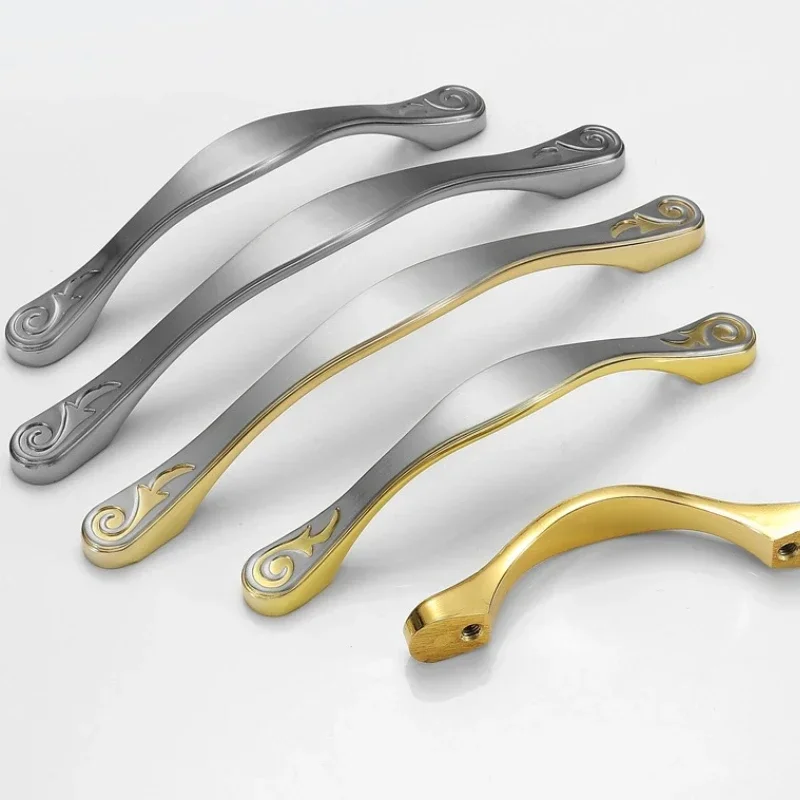 Lengthened Zinc Alloy Sliver/Gold Handle European Style Drawer Wardrobe Handle Kitchen Door Handle Furniture Hardware