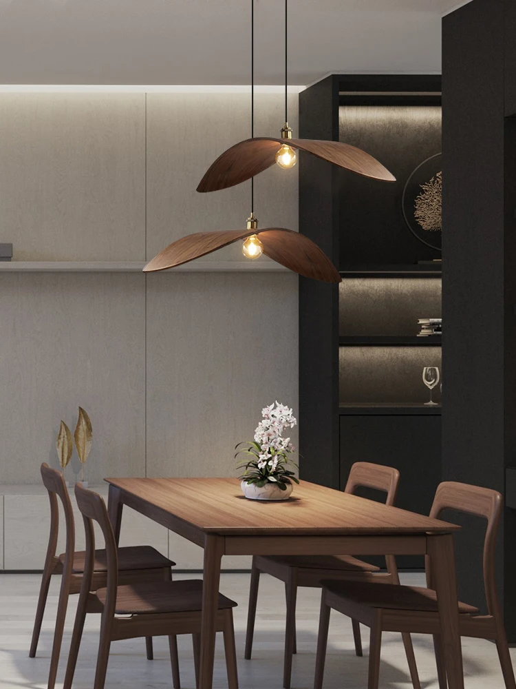 Walnut color art pendant light Seagull shaped restaurant kitchen bar pendant light 40/60/85cm E27 bulb line adjustable