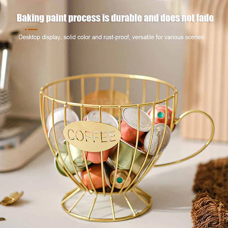 1Pc Metal Coffee Capsule Organizer Universal For Nespresso Capsule Holder Metal Snack Candy Storage Basket Espresso Capsule Pot