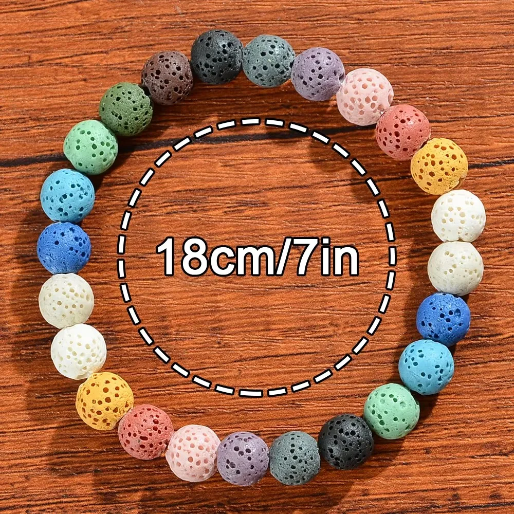 1 Piece Candy Color Volcanic Stone New Beginning Bracelet, Attract Wealth, Eliminate Negativity, Gift for Family and Friends