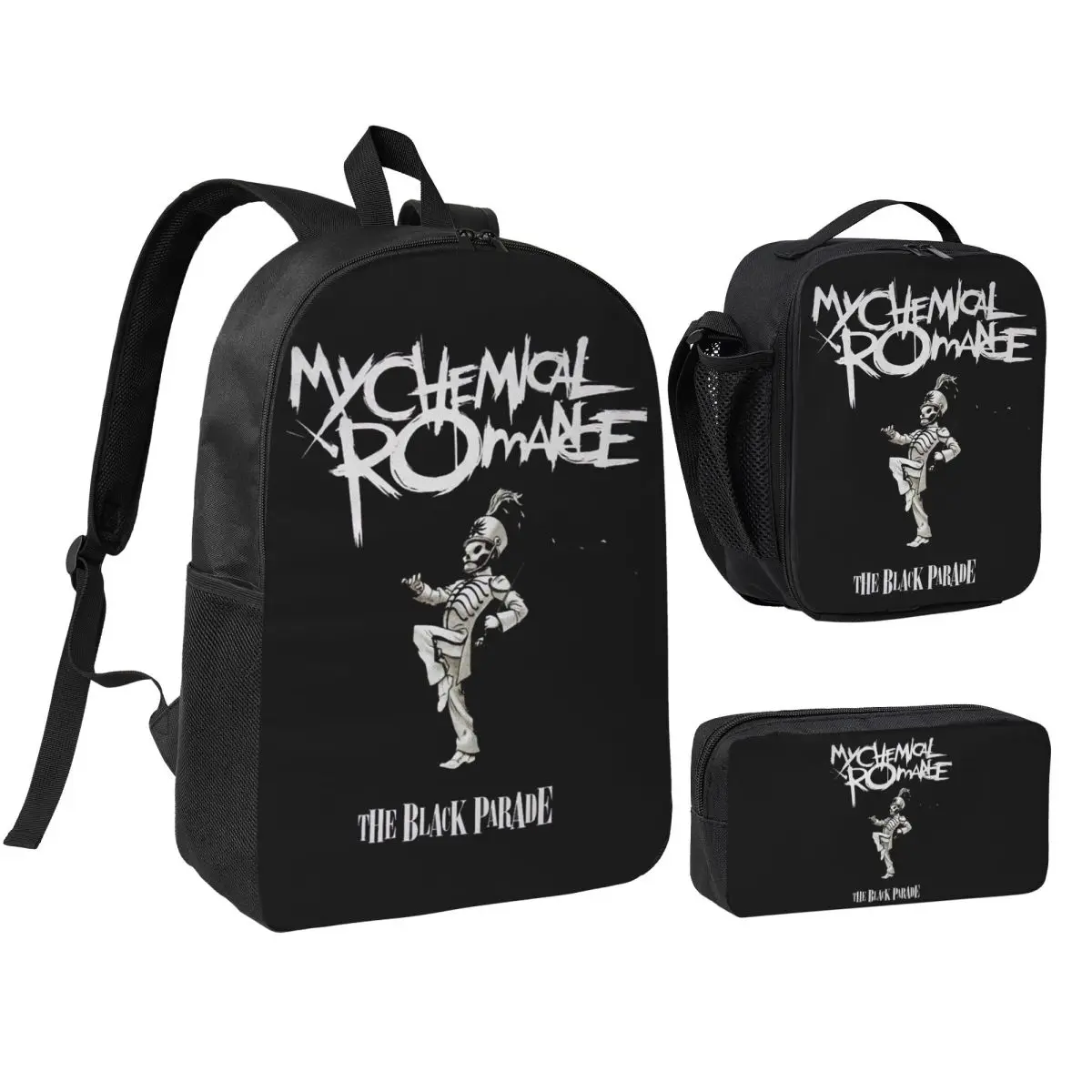 Rock MCR My Chemical Romance Backpack Boys Girls BookBag School Bag Laptop Shoulder Bags 3ps Insulated Lunch Bag Pencil Case