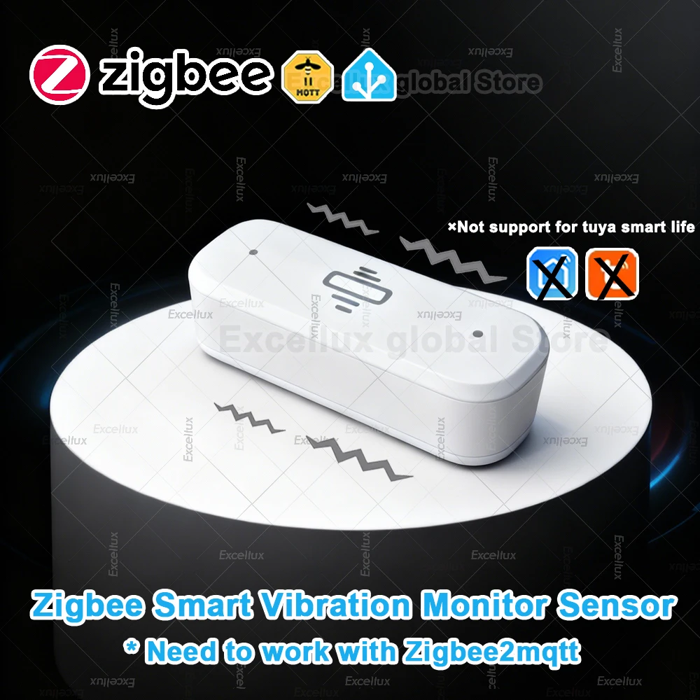 Sensor Getaran Cerdas Zigbee Kompatibel dengan Sensor Monitor Getaran Zigbee2MQTT Detektor Perekam Alarm Guncangan Gerakan Waktu Nyata