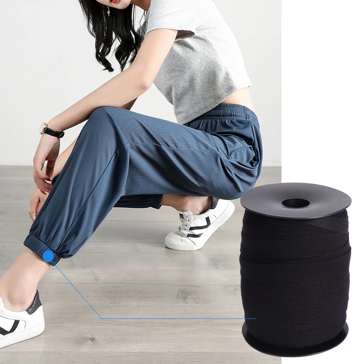 

Elastic Webbing 100m Black Protective Cap Strip Thin Sewing Elastic Bands Stretchy Stretchy Bands Durability Comfort