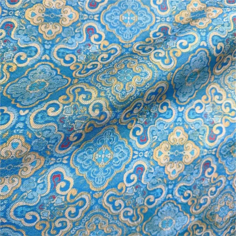 Spring and summer thin short-sleeved cheongsam skirts women's Hanfu made of polyester jacquard fabric