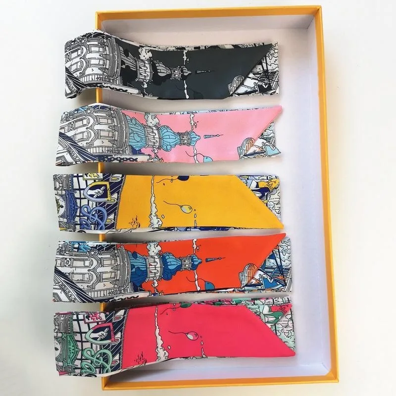 Simulation Silk Scarf European Palace Castle Design Multi-Functional Hair Accessories Bag Handle Decoration Women Girls Fashion