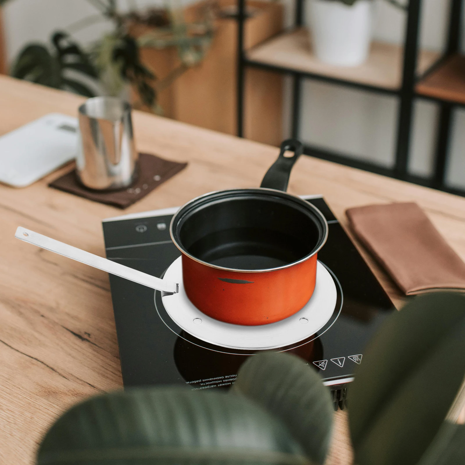 

Stainless Steel Heat Diffuser Plate Round Metal Induction Adapter Safe Handle Heat Distribution Kitchen Essential Cooktop