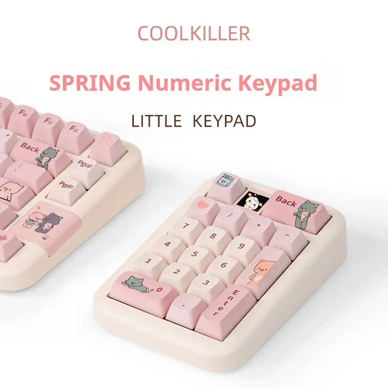 Coolkiller Spring Small Number Mechanical Keyboard 3mode Rechargeable Screen Animation Hot Swap Rgb Office Mini Number Keyboard