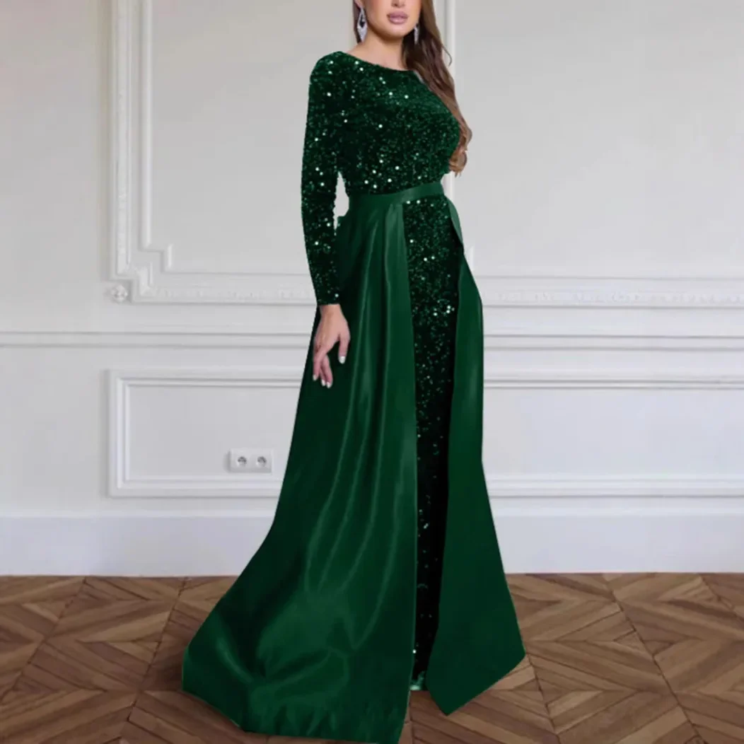 Moroder 2025 Damesbanket Lange mouwen Elegante Dame Gastheer Year-end Party Host Persoonlijkheid Koningin Strass Avondjurk