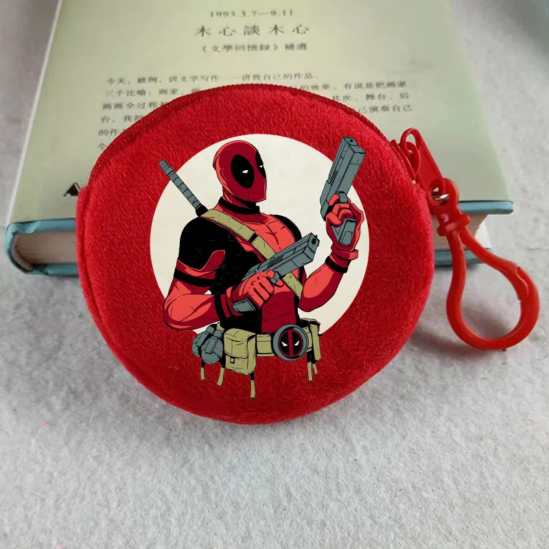 MARVEL Deadpool and Wolverine Plush Coin Purse Round Mini Money Bag Periphery Cartoon Cute Children Outdoor Supplies Fashion