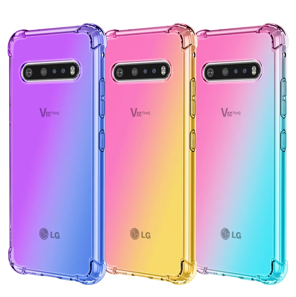 For LG V60 THINQ Stylo 7 K92 5G K62 K52 K42 Q52 Plus Velvet K41S K40S K50 Q60 G9 Gradient Half Rainbow Airbag Shockproof Funda