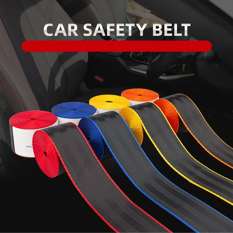 3.6 Meters Red Edge Car Safety Belt Strengthen Seat Belt Webbing Racing Car Modified Seatbelt Harness Straps Car Accessories