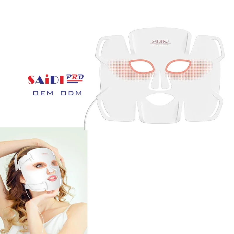 SAIDI New Design 2024 Soft Silica Handheld Facial Skin Care Led Infrared Light 850nm 630nm Led Face Mask