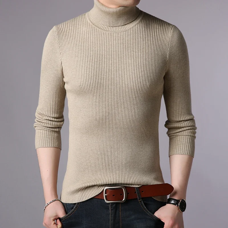 

Hot 2023 New Autumn Winter Brand Men black Turtleneck Slim Fit Winter Pullover Men Solid Breathable Color Knitted Sweater Men