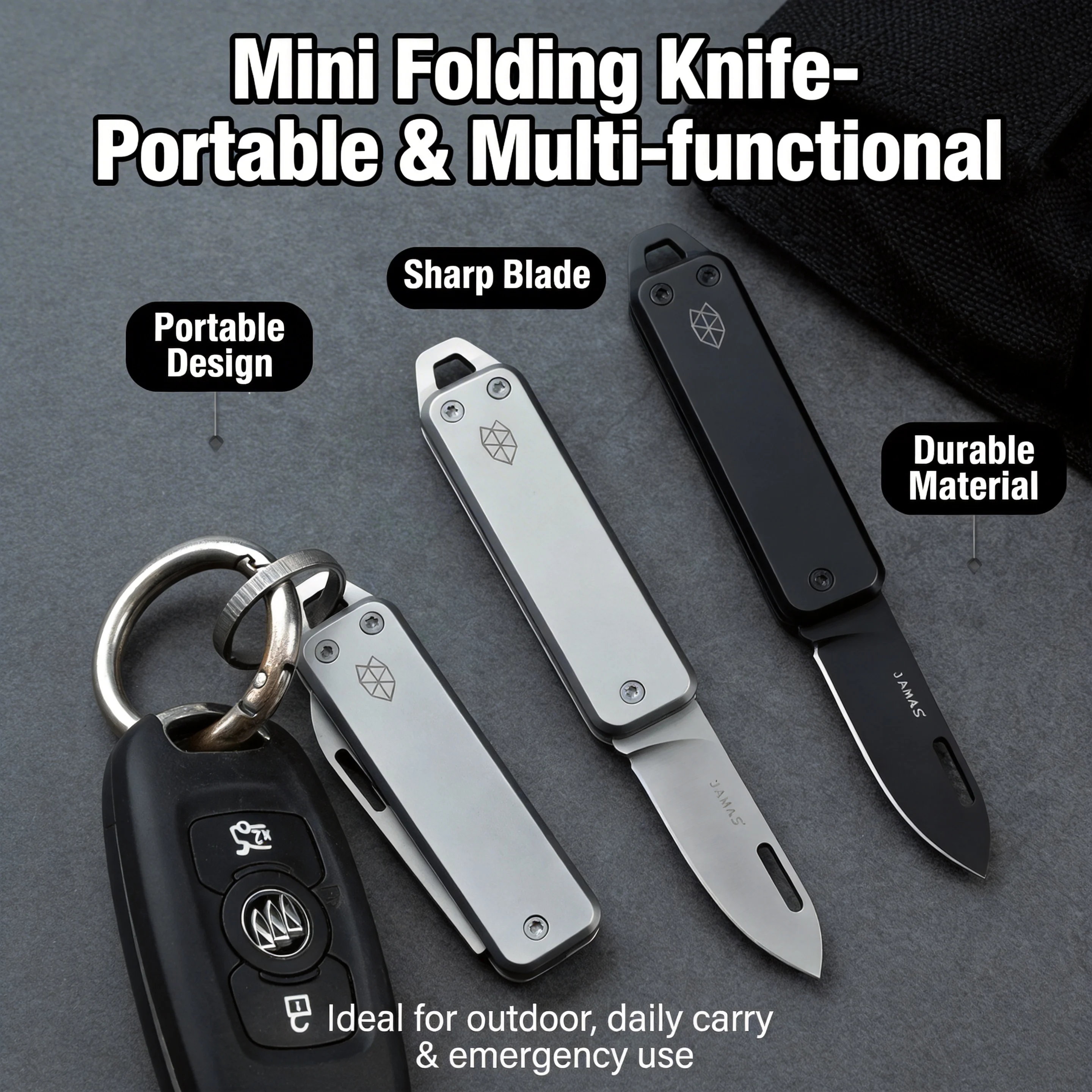Folding Sharp Outdoor Multi-Functional Stainless Steel Mini Home Knife - Portable Keychain Fruit Knife
