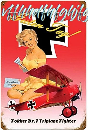 Fokker Pinup Girls Vintage Metal Sign - Victory Vintage Signs sign