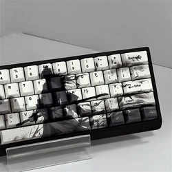 83 Keys Black and White Samurai PBT Cherry Keycaps Personalized Keycaps for Cherry MX 60/63/64/68 Gamer Mechanical Keyboards
