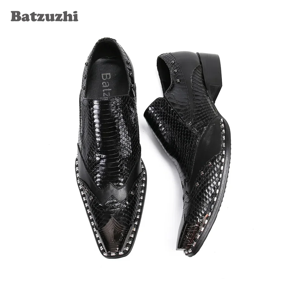 

NEW Italian Style Men's Shoes Black Genuine Leather Dress Shoes Men Special Metal Toe Business Formal Oxford Shoes, EU38-46