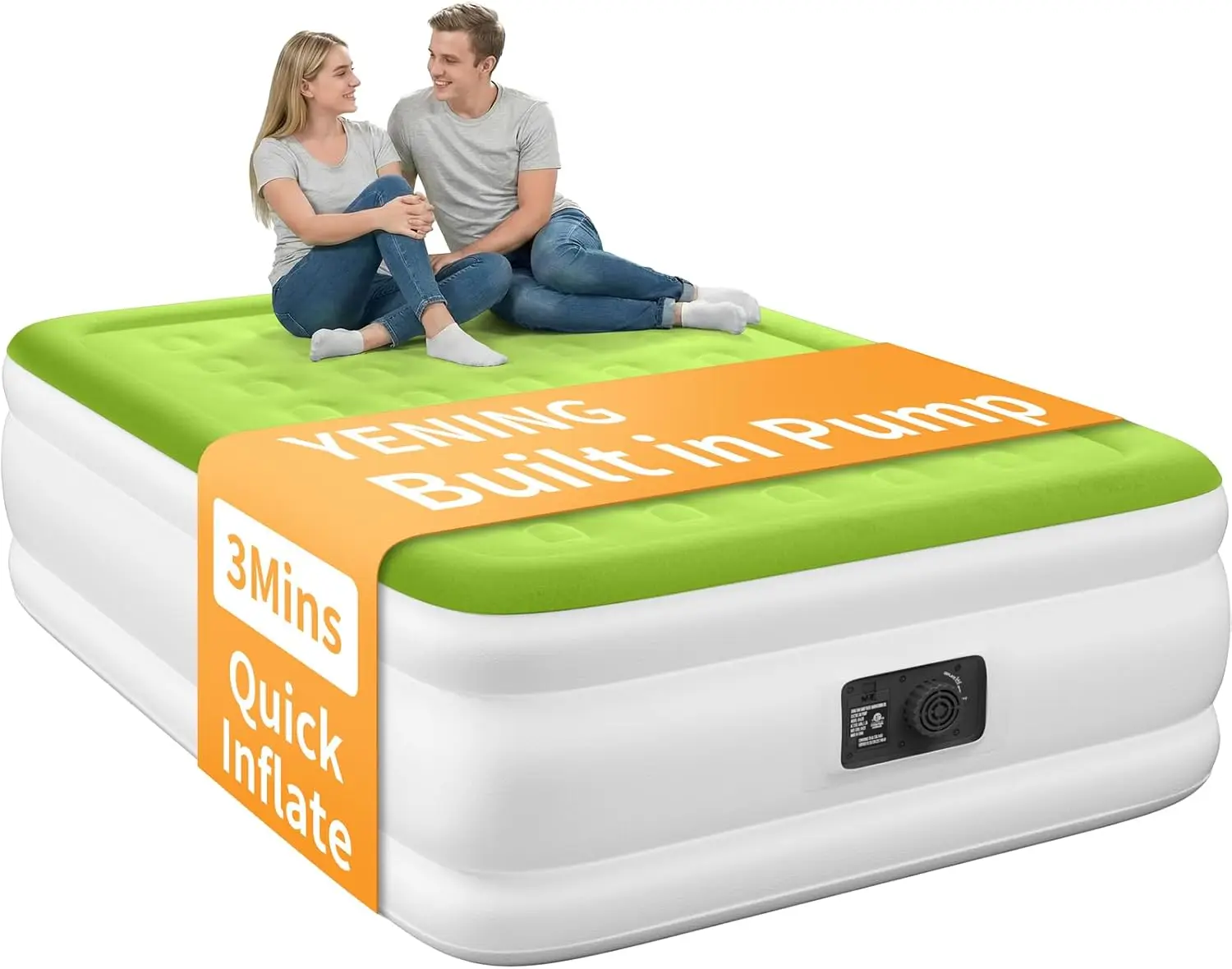 

Надувной матрас полноразмерный со встроенным насосом, высокая двуспальная кровать для кемпинга, высота 18 дюймов