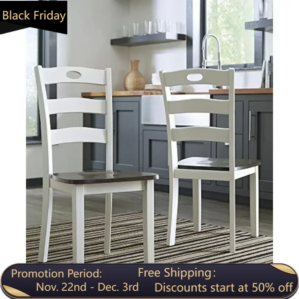 

Restaurant Cabin Ladder Back Dining Chair, (Set of 2) 21.25 "D x 18" W x 38.25 "H, White, Free Shipping