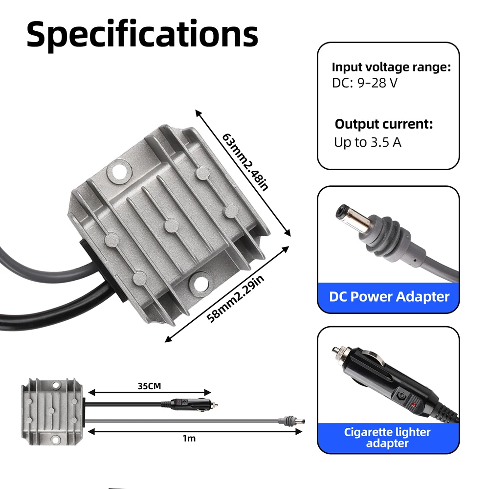 DC 12V to 24V to 30V, 3.5A Power Converter with Cigarette Lighter Socket, Suitable for Motorhomes, CCTV Systems, Boats, Etc.