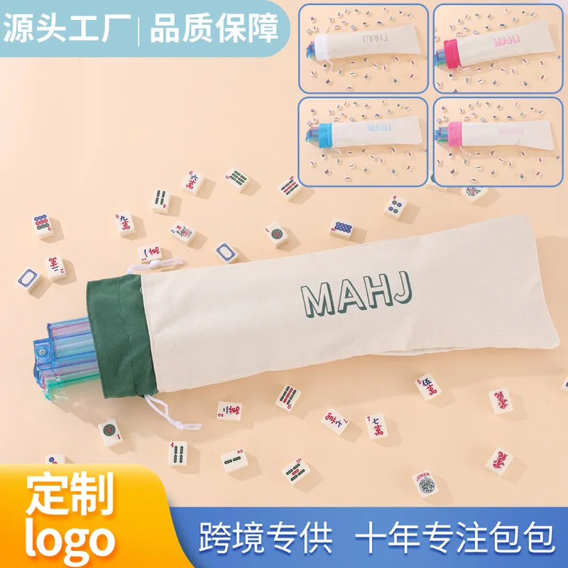 Mahjong set storage bag, portable multifunctional measuring tape and makeup storage bag with letter print