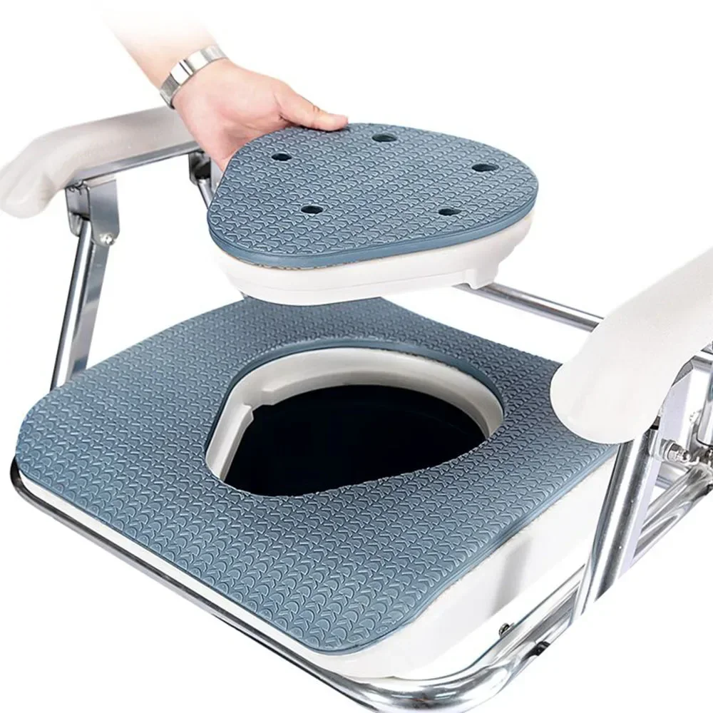 Adjustable Bath Bench with Backrest and Armrests, Portable Shower Chair for The Elderly and Disabled, Commode Stool Shower Stool