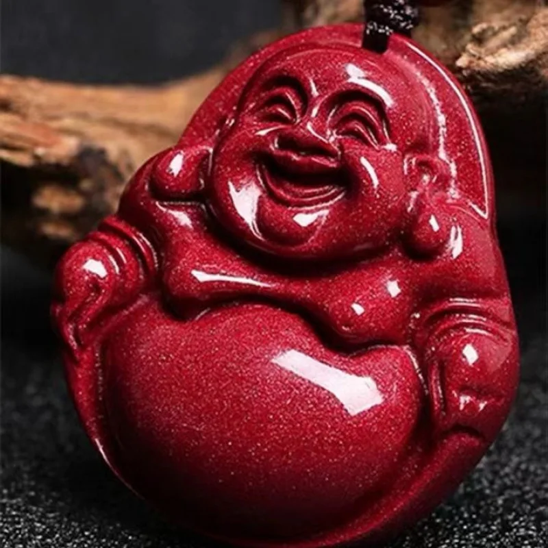 

Real Cinnabar Maitreya Men's and Women's Raw Ore Purple Gold Sand Charm Portable Buddha Pendant Safe