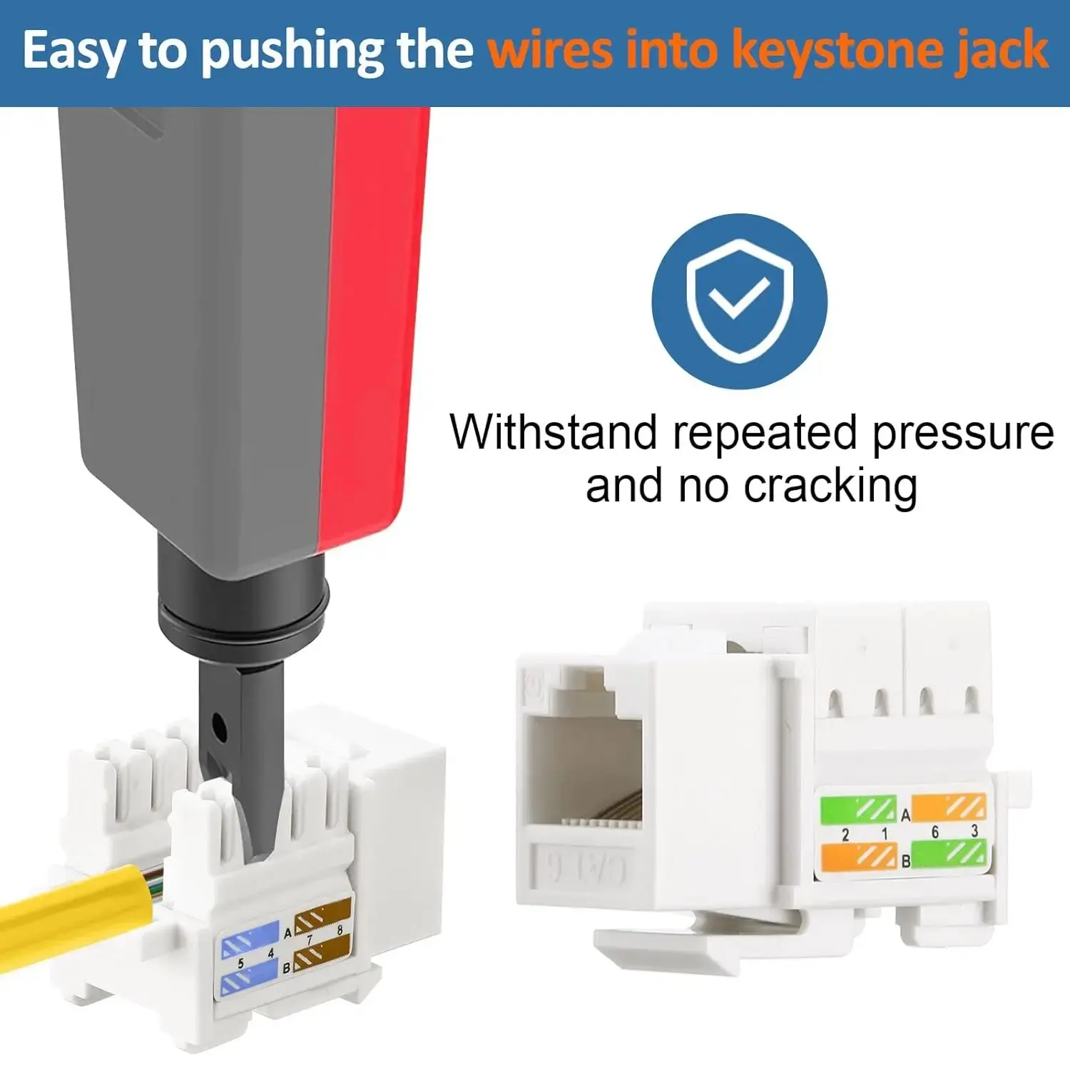 Zoerax 10er Pack rj45 Keystone-Buchse, Cat6-Keystone-Buchsen in Weiß und Keystone-Punch-Down-Ständer (nicht kompatibel mit Patch-Panel)