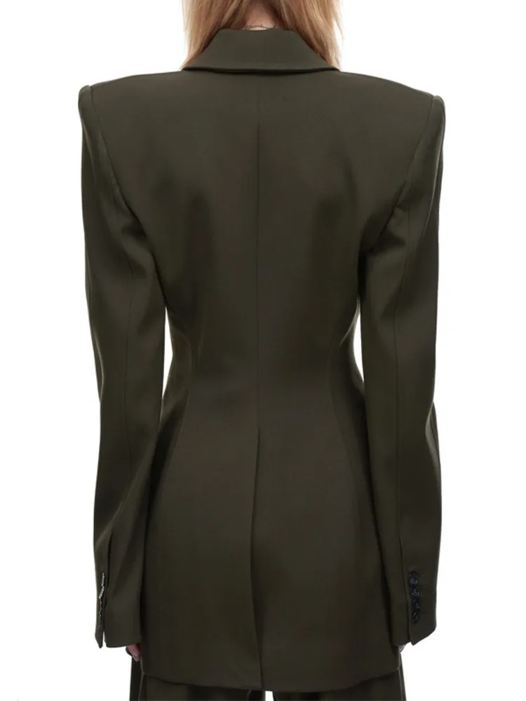 ZMEENNA Women's Fashion Forward Black Blazer Jacket With Waist Defining Silhouette Unique Pocket Design Modern Chic ZM3343