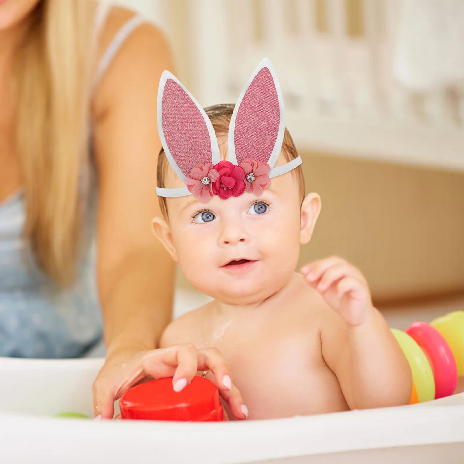 

Bunny Ear Headband Accessories Vintage Rabbit Ears Cosplay Artificial Flowers Woman