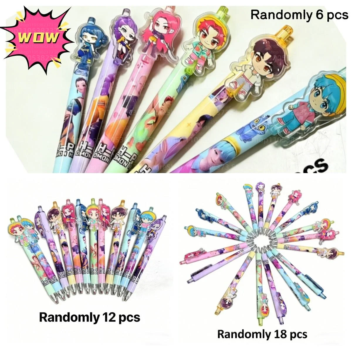 6/12/18Pcs 0.5mm Black Gel Pen Smooth Writing Anime Figure Stationery Student Daily Study Office Supplies Exquisite Gift Pen Set
