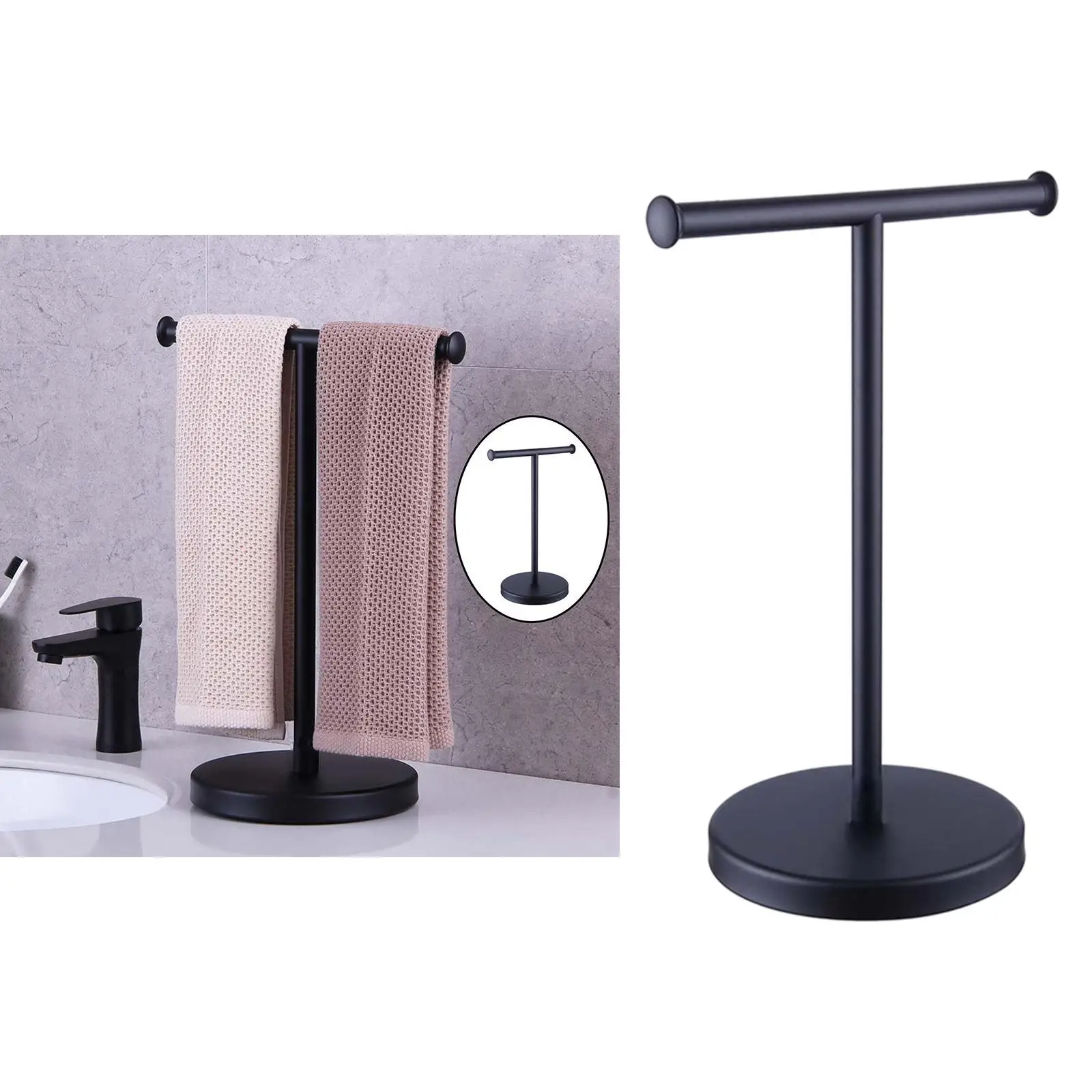 Stainless Steel T Shape Towel Holder Stand Towel Rack for Home Bathroom B