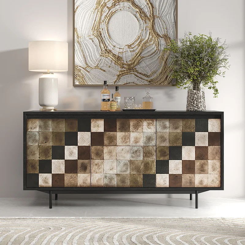 

Italian light luxury solid wood dining side cabinet household living room wall locker modern high-end villa entrance cabinet