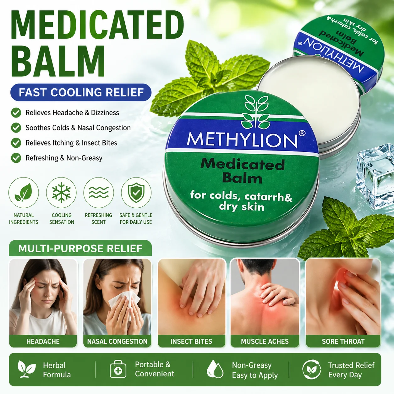 Household & Travel Portable Tiger‑Scent Essential Balm, Pure Refreshing Comfort Ointment for Daily Wellness Care