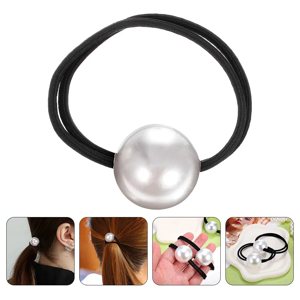 

4pcs Pearl Bands Thick Soft Ties Elastic Ponytail Holders Decorative Accessories For Women Wedding Party Daily Use Hair